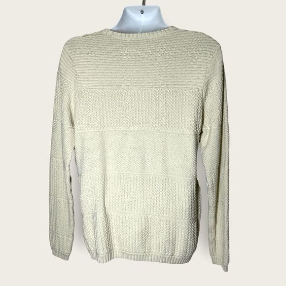 Zara Man Textured Cotton Cream Knit Sweater Size Xl - Picture 5 of 6